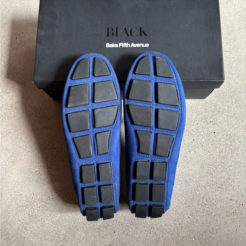 Saks 5th Avenue ocean blue suede driving moccasins, Sz 8 - Picture 7 of 8